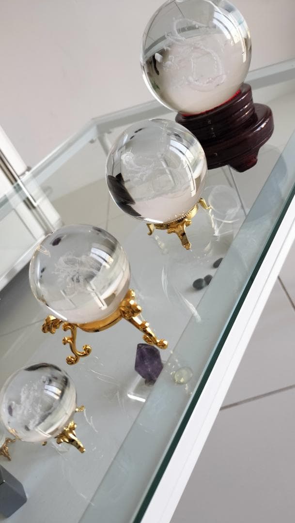 レーザーで彫られた龍の丸珠[tKEL]10cm　特大サイズ☆当店人気商品