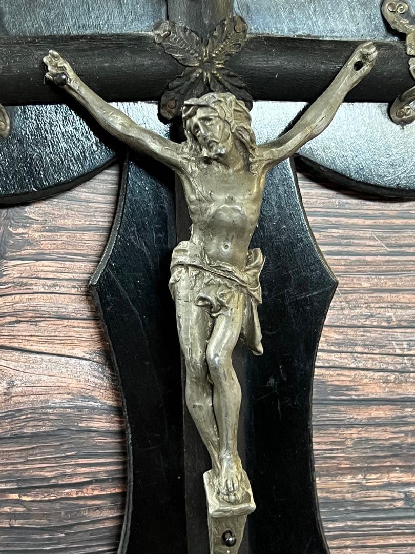 フランス　アンティーク　聖水盤　イエスキリスト 磔刑　十字架　クロス