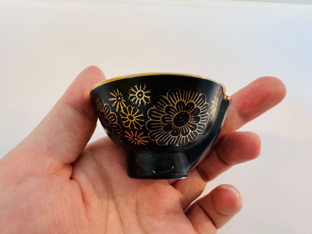 骨董　うぐいす盃　桜と菊