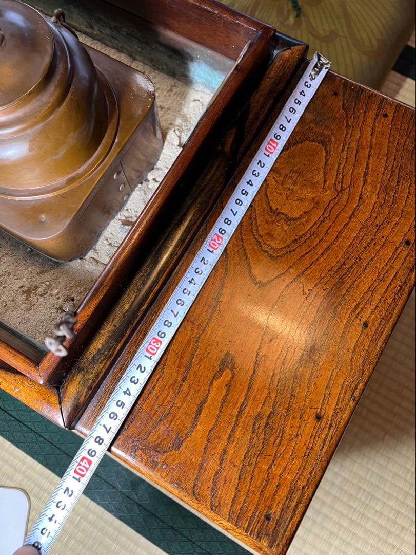 江戸後期　欅黒柿縁長火鉢 骨董状態良、灰五徳付