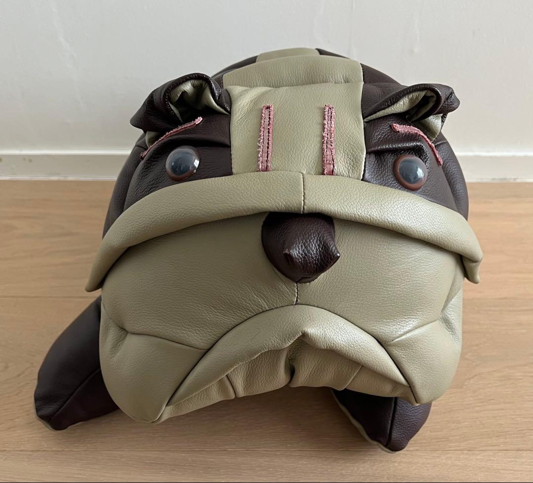 ブルドッグ　レザー　ぬいぐるみ