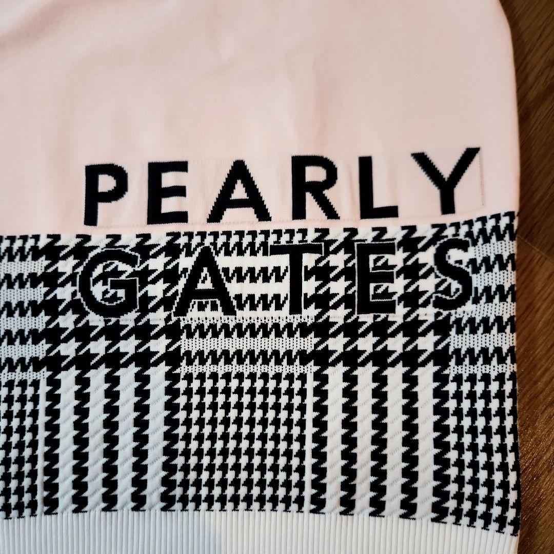 【新品未使用】パーリーゲイツ 薄手ニットセーター ピンク×千鳥柄 5(L)