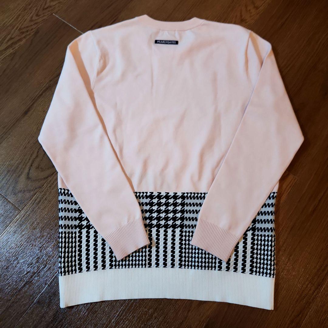 【新品未使用】パーリーゲイツ 薄手ニットセーター ピンク×千鳥柄 5(L)