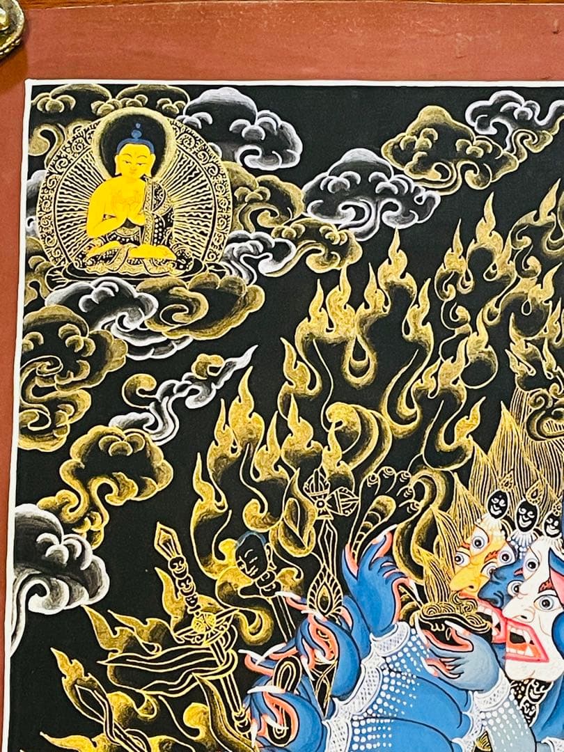 肉筆画 一点物 ヤマーンタカ 歓喜天 大威徳明王 曼荼羅 タンカ