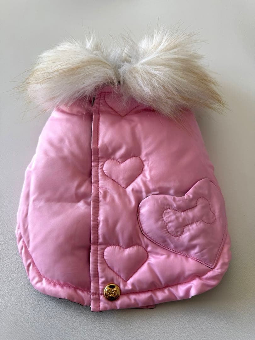 【未使用】フィフィ&ロメオ リバーシブルダウンコート ピンク×黒白水玉 S 軽量