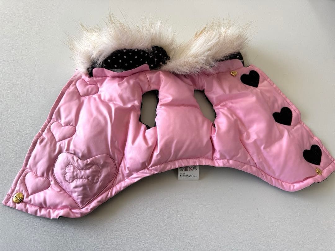 【未使用】フィフィ&ロメオ リバーシブルダウンコート ピンク×黒白水玉 S 軽量