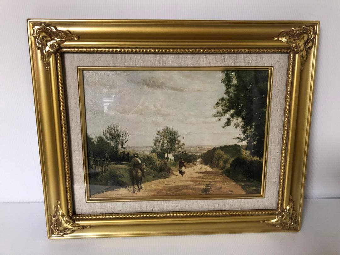 【コロー】風景画 ゴールドフレーム セーブルの田舎道 複製 日本写真印刷株式会社