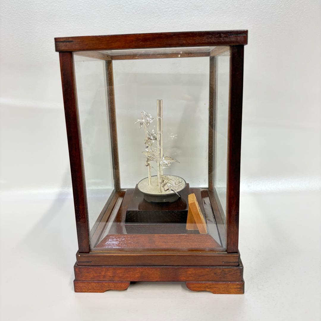 光則作銀製竹　洋銀製純銀仕上げ 竹の置物 開運 純銀製　竹　光則作