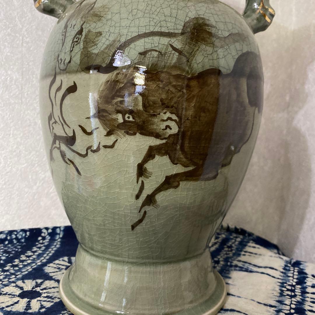 相馬焼　大花瓶　近徳　今年の干支　馬