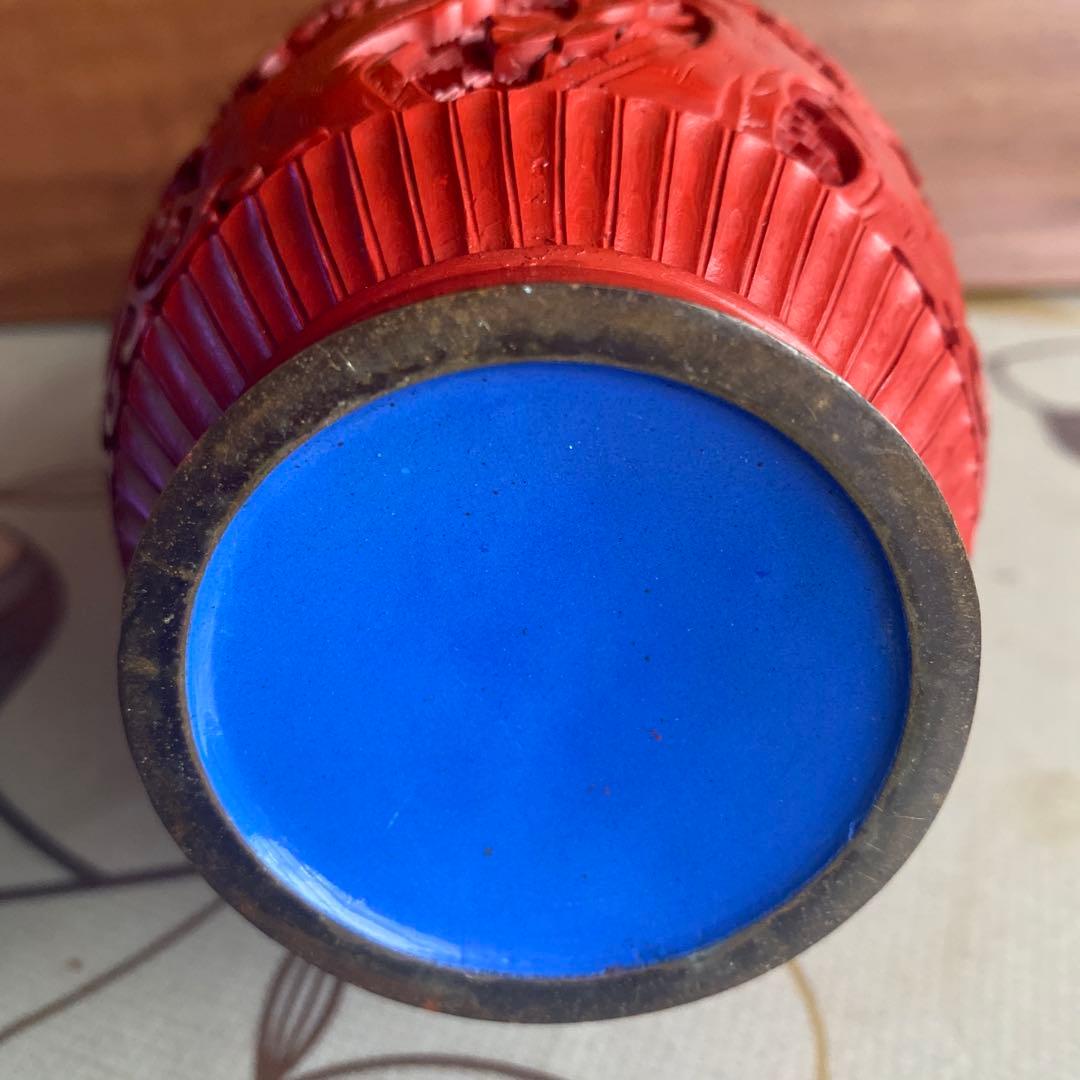 中国美術 花瓶 壷　彫漆　中国伝統工芸　 アンティーク　骨董品