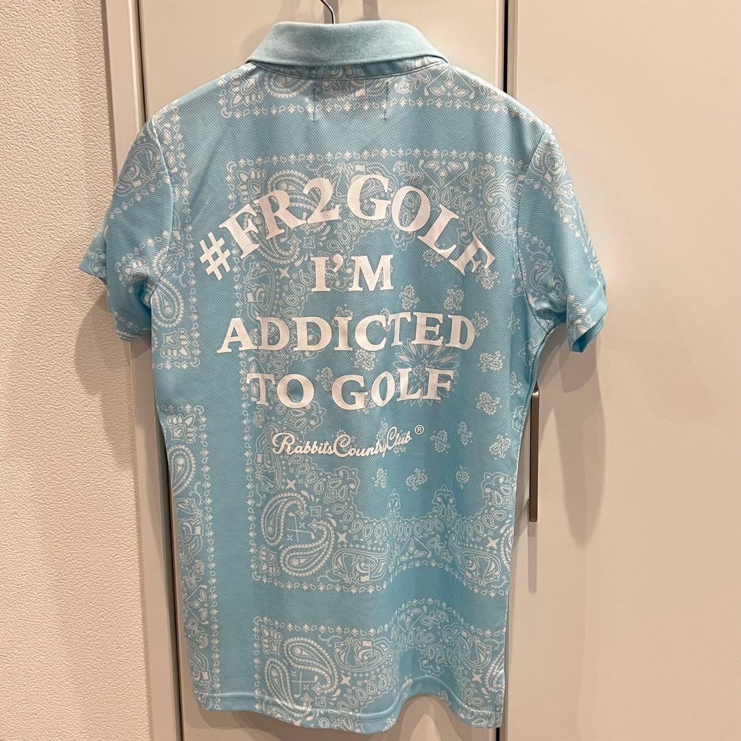 【レア】#FR2 GOLF ゴルフ ポロシャツ 水色 ロゴ Mサイズ
