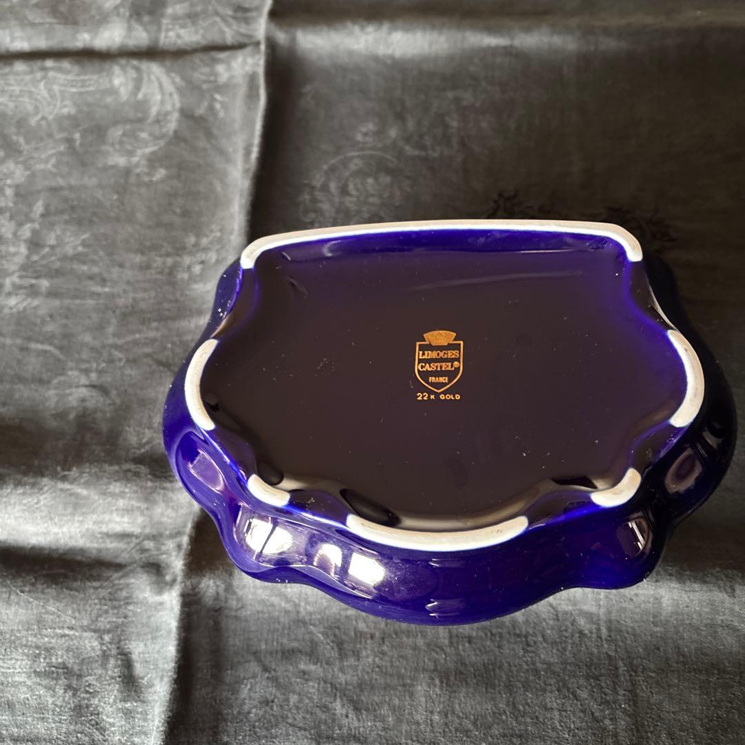 リモージュキャッスル陶器製ボックス コバルトブルー　22kゴールド