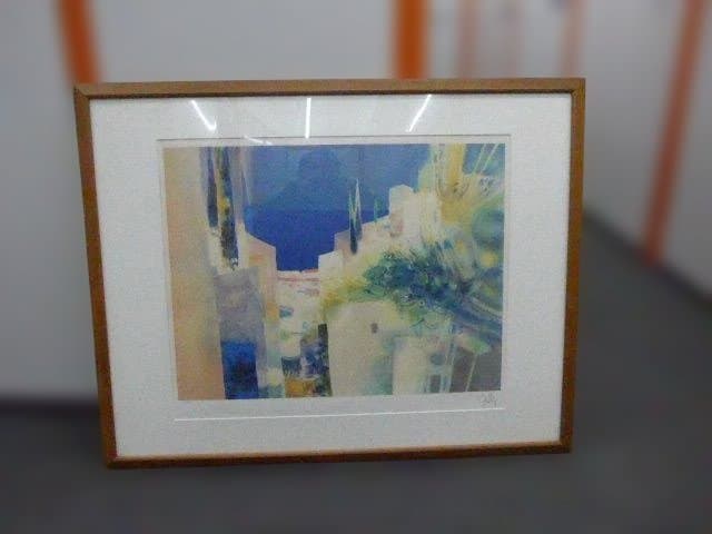 フランスのダニエル・ジェリスの幻想的なリトグラフ「地中海の風景 II 」です。