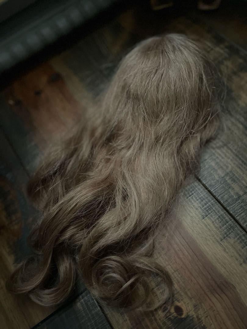 〜♡〜大きめ フランス製 人毛 ドールウィッグ 〜♡〜 アンティークビスクドール