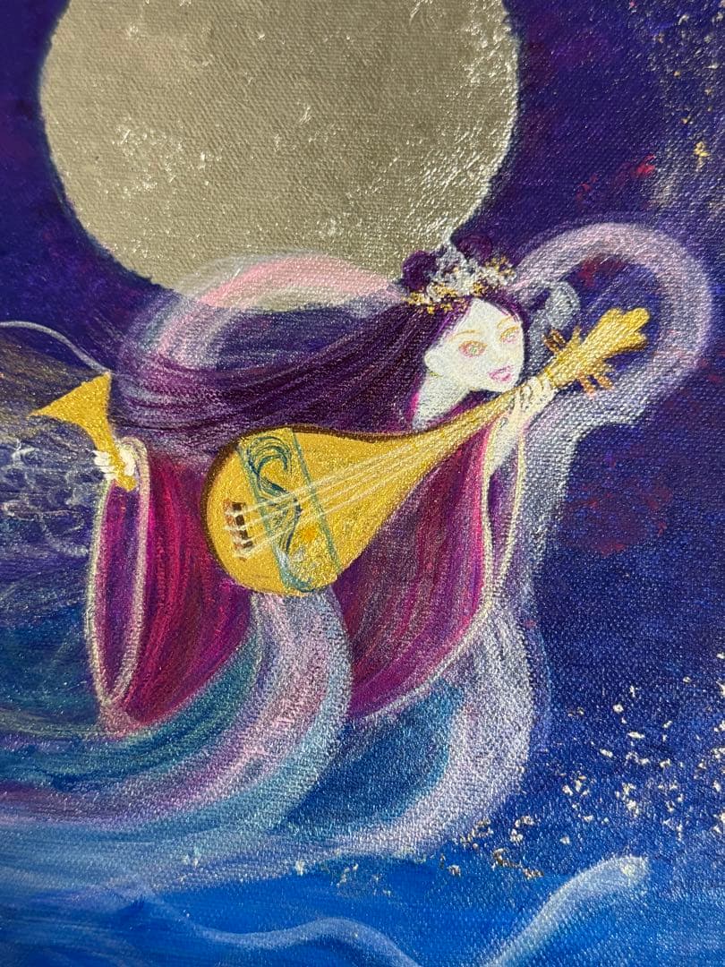 風水開運神仏絵画　弁財天と神の遣い～月光星水を舞う白龍白蛇　sunsui様作品