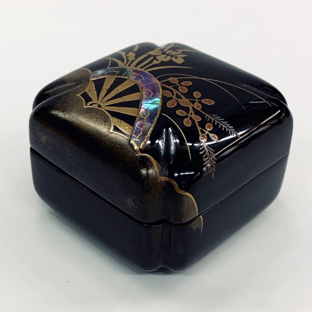 【香合　片輪波　黒塗】新井司峯　共箱