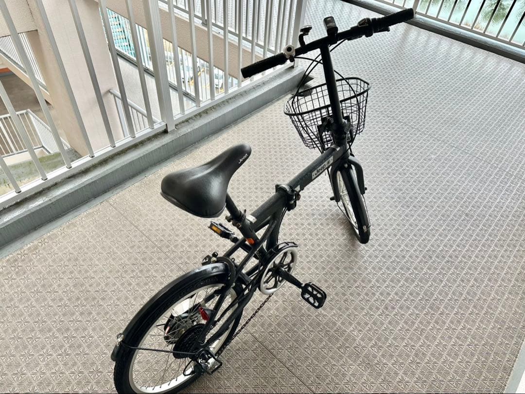 Jeep 折りたたみ自転車 ブラック 前カゴ付き