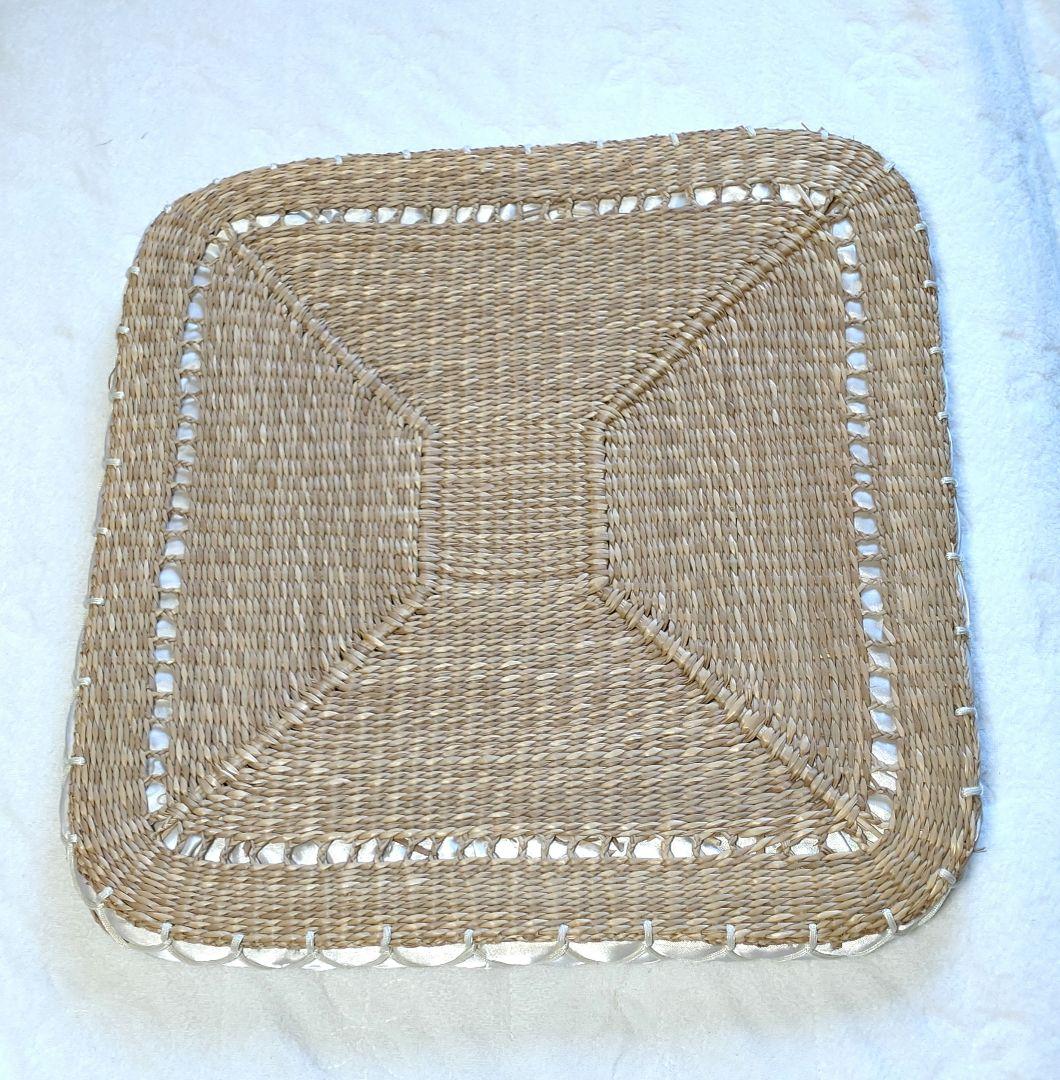 天然素材 座布団 い草？ クッション 3枚 昭和レトロ 古民家