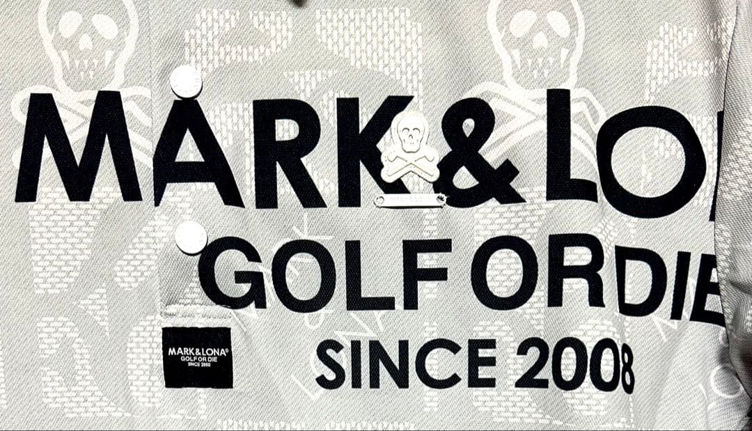 極美品！ 国内正規品！MARK&LONA ゴルフシャツ L〜XL スカル　総柄