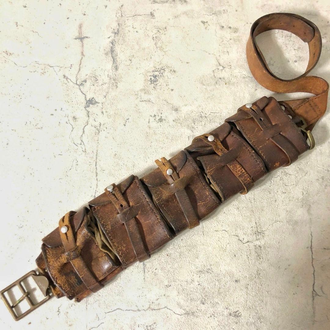 【希少・初期型・王冠刻印】10年代〜30年代 スウェーデン軍 レザーバンダリア