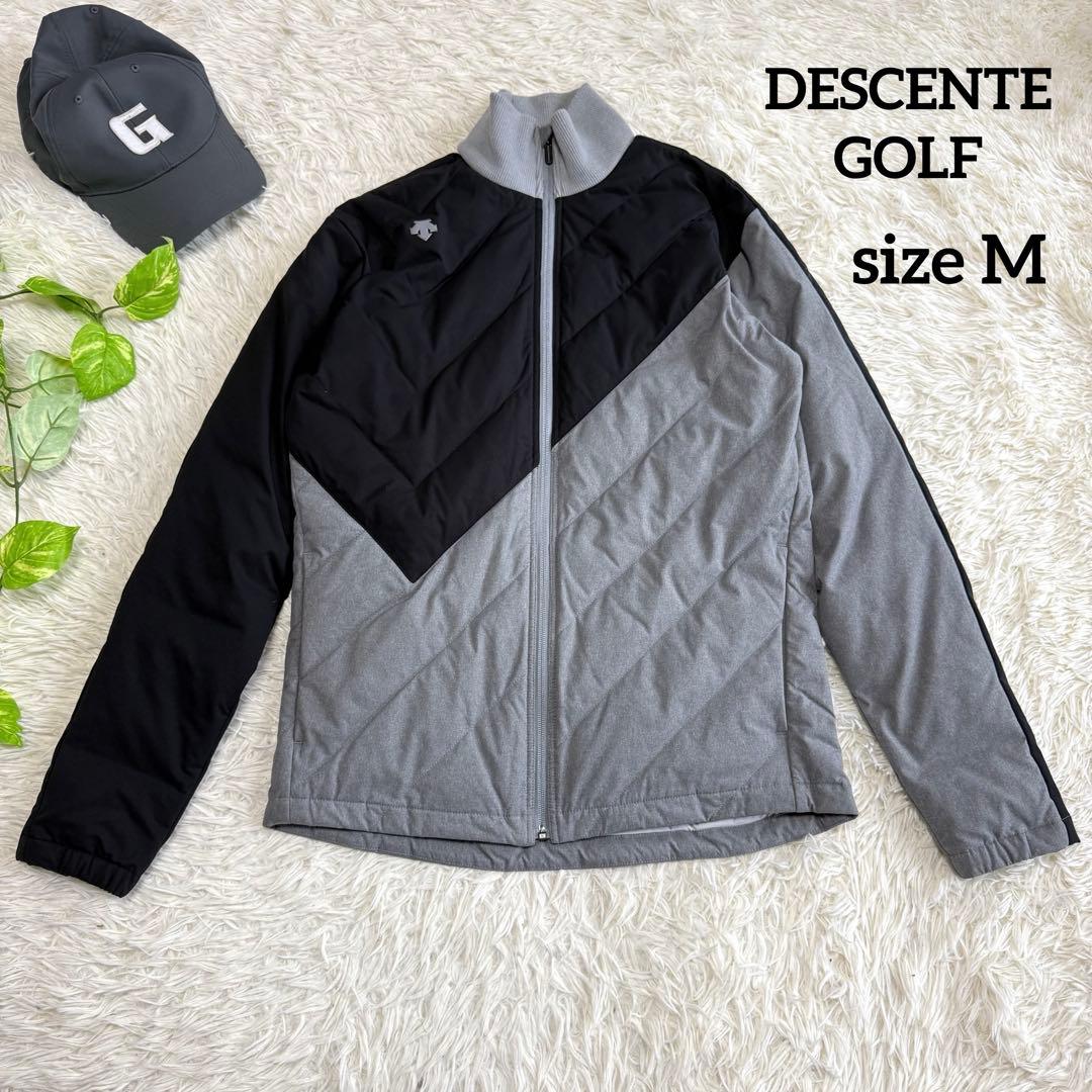 【デサントゴルフ】美品 ダウンジャケット グレー 切替 Mサイズ メンズ