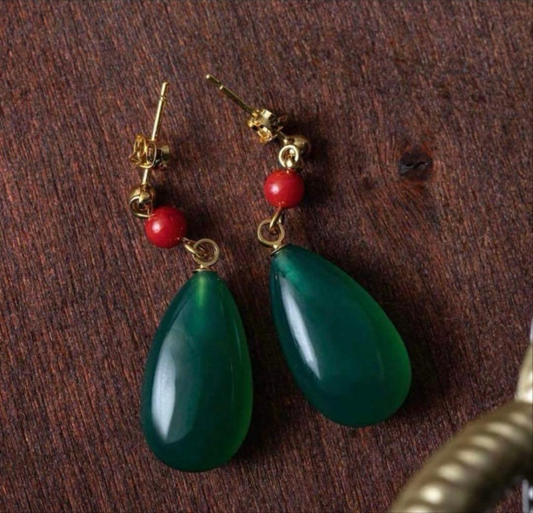 【完売品】ハウルの動く城 ピアス グリーンアゲート×SILVER925