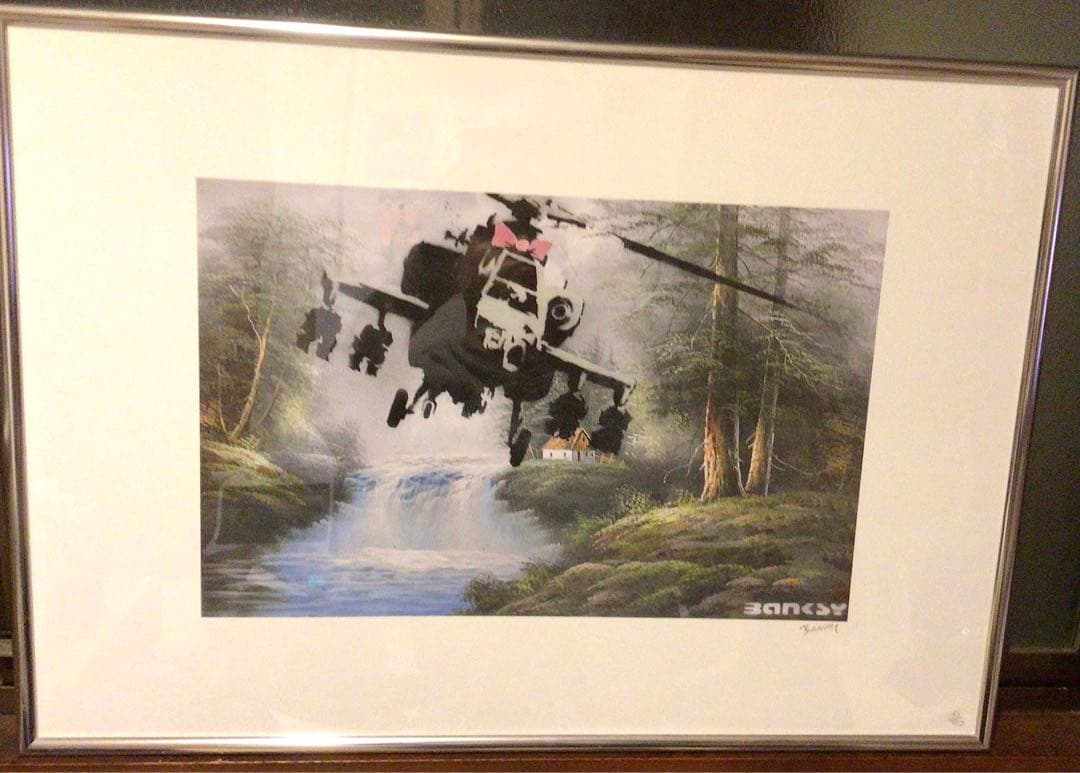バンクシーBANKSY⭐️POWリトグラフ　COA有り　額付き