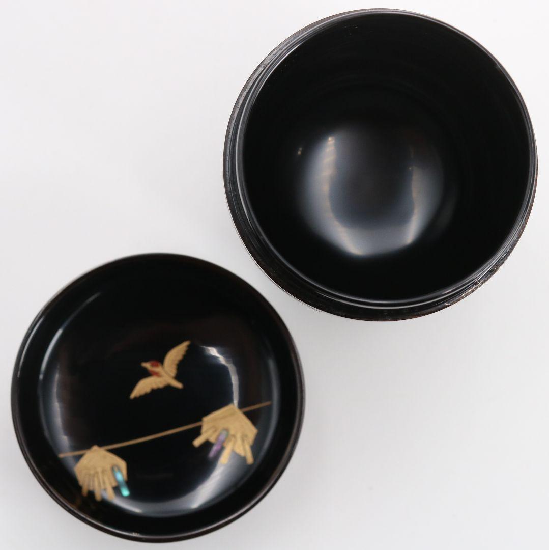 蒔絵師 山下泰園作 稲穂に雀 欅溜塗 長棗 茶道具 共箱　V989