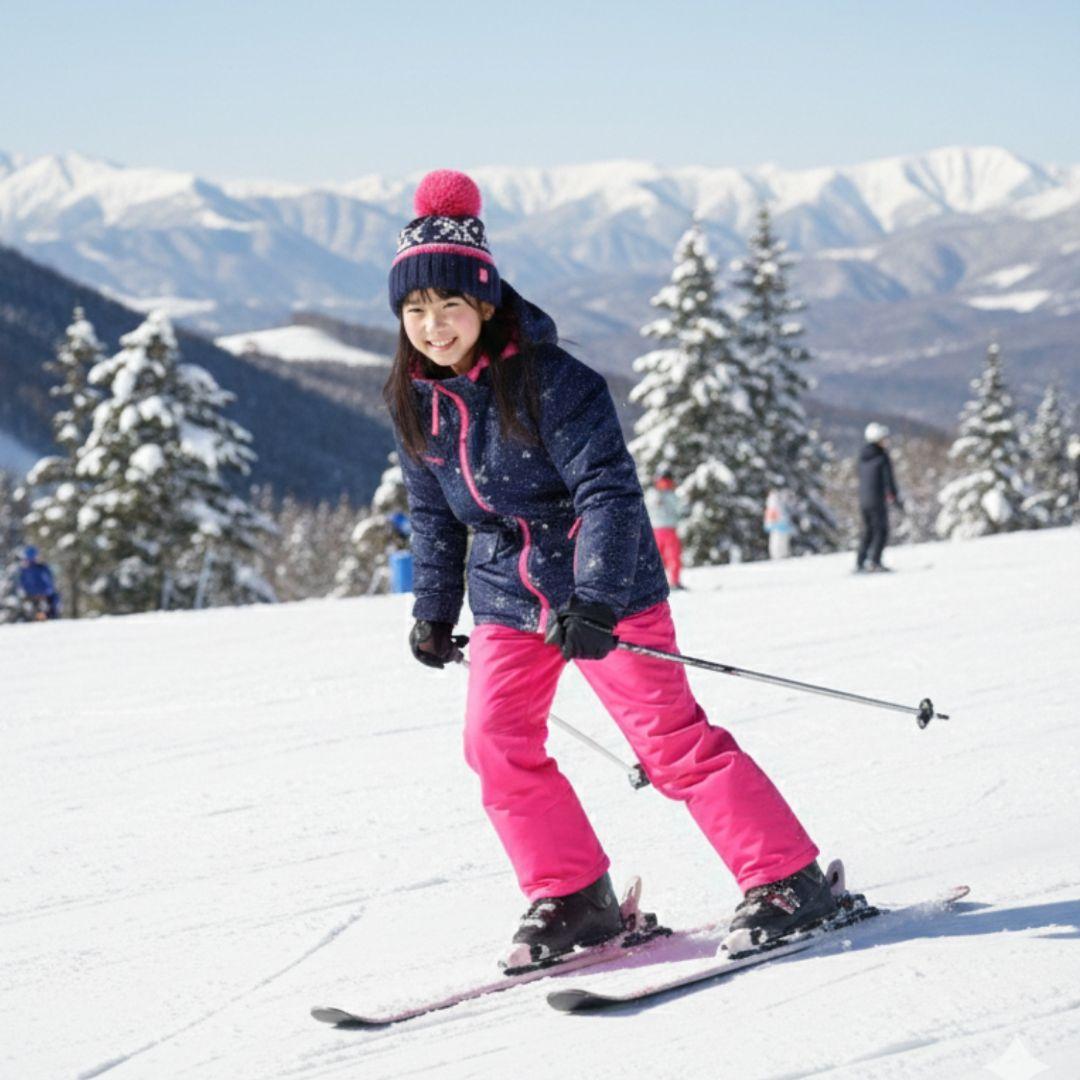 美品 Phenixスキーウェア 女の子 上下 140 130 雪結晶☆紺ピンク