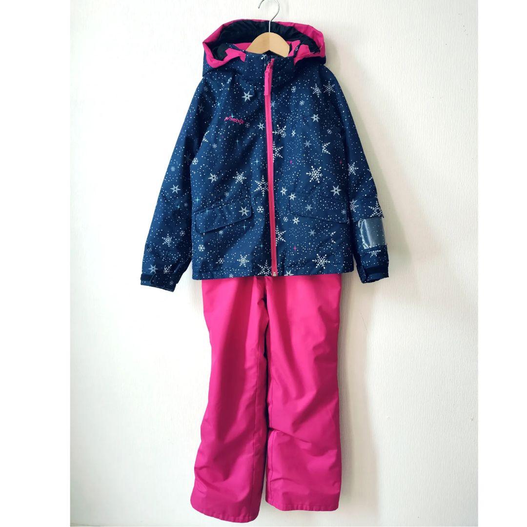 美品 Phenixスキーウェア 女の子 上下 140 130 雪結晶☆紺ピンク