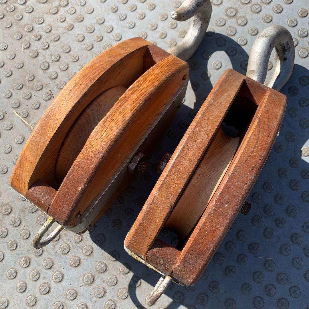 アンティーク木製滑車　2台　300