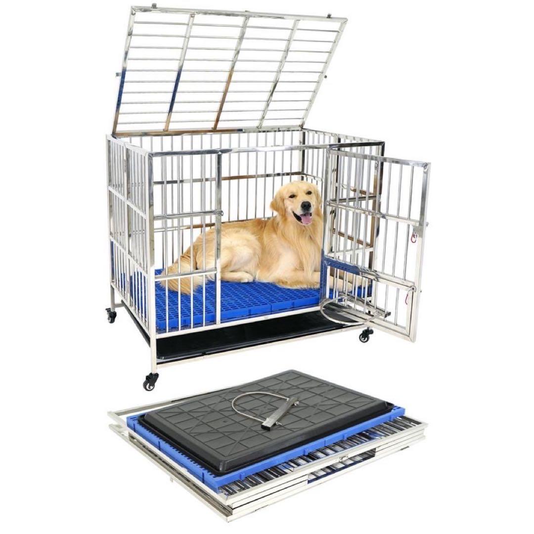 【新品】ステンレスケージ 中型・大型犬用 ステンレス製犬小屋