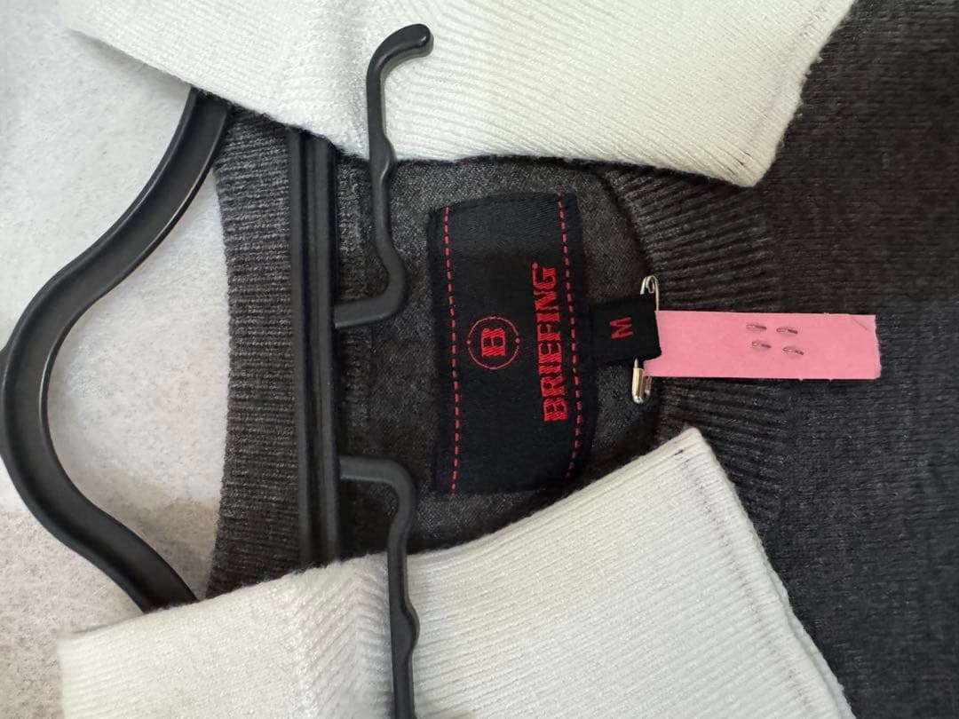 BRIEFINGブリーフィングニットセーターグレー×白バイカラーMサイズ