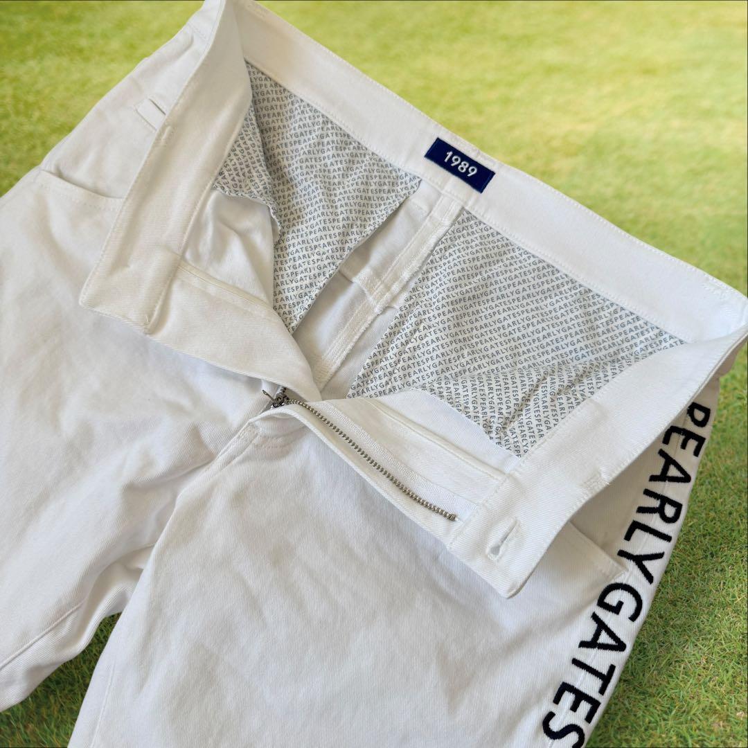 現行モデル　パーリーゲイツ　パンツ　白　M〜L相当　地厚　ホワイト　コットン素材