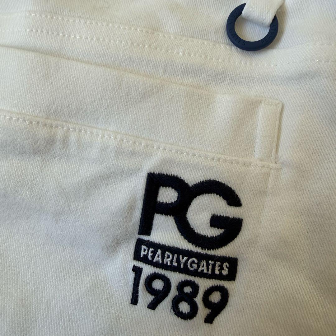 現行モデル　パーリーゲイツ　パンツ　白　M〜L相当　地厚　ホワイト　コットン素材