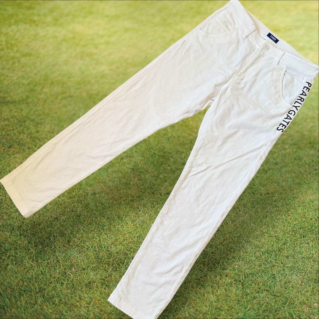 現行モデル　パーリーゲイツ　パンツ　白　M〜L相当　地厚　ホワイト　コットン素材