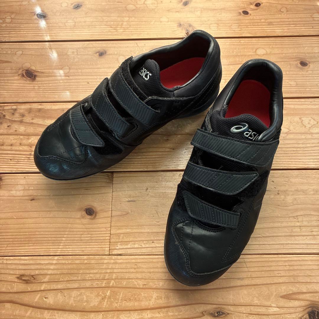 asics ベルクロ式 野球用シューズ 黒