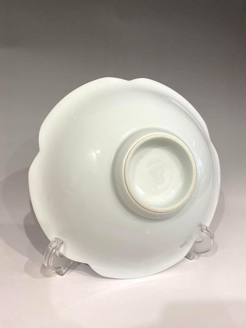 ◆未使用美品◆人間国宝　井上萬二作　白磁彫文　菓子鉢 有田焼