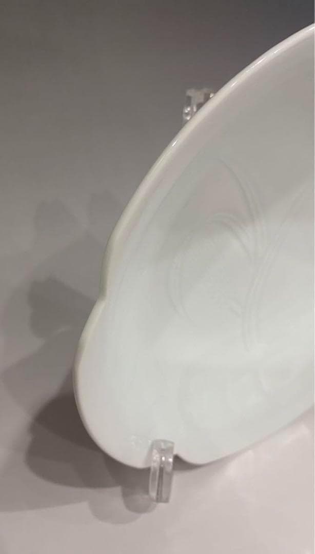 ◆未使用美品◆人間国宝　井上萬二作　白磁彫文　菓子鉢 有田焼