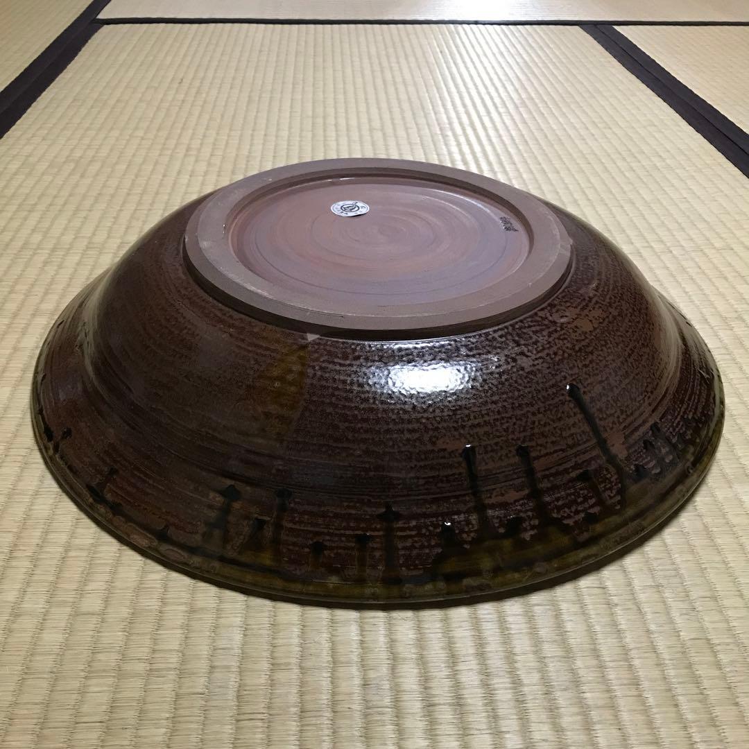 小石原焼の特大皿　陶器　飛び鉋　径約49㎝