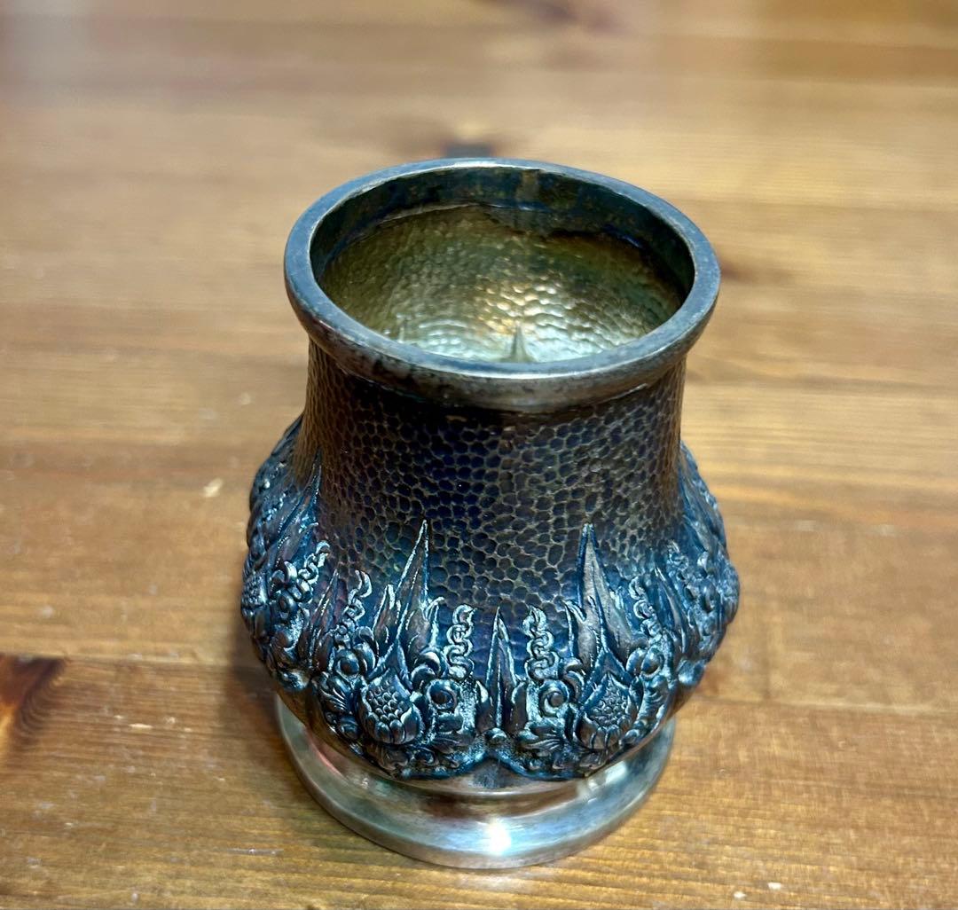 TOP刻印 純銀製フラワーベース830 Silver）アンティーク