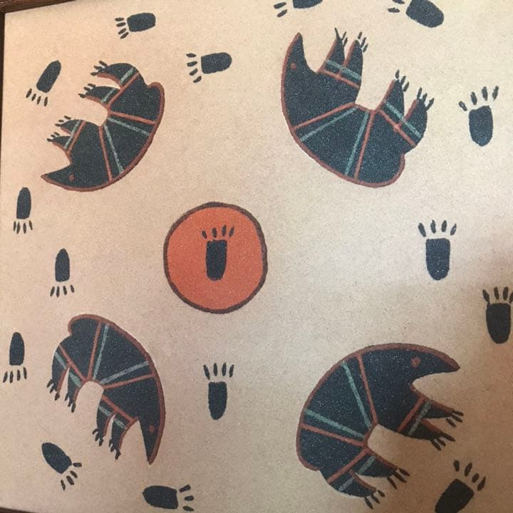 貴重★ネイティブアメリカン　4方向熊ベアーサンドペイント砂絵ナバホ族インディアン