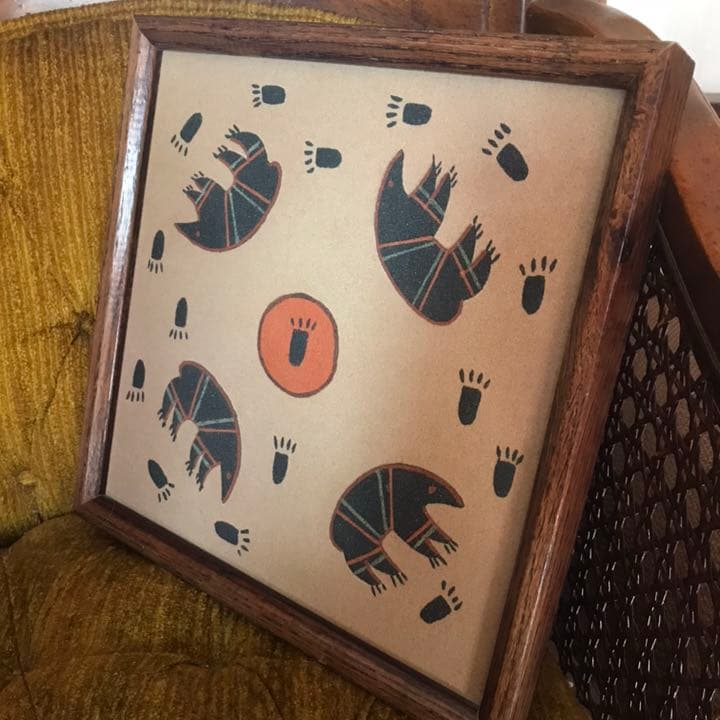 貴重★ネイティブアメリカン　4方向熊ベアーサンドペイント砂絵ナバホ族インディアン