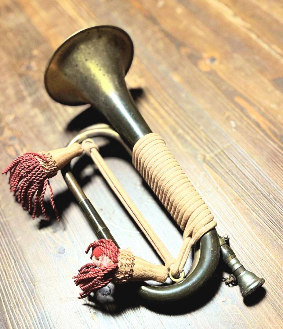 【当時物】旧日本軍・軍隊ラッパ（喇叭）信号ラッパ・突撃ラッパ 二巻④【紐状態良】