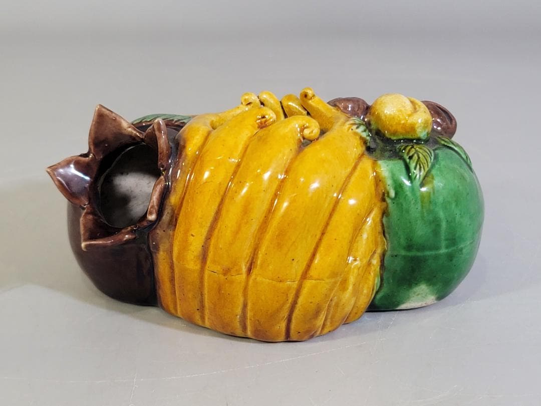 中国 三彩 柘榴 筆洗 文房具 古美術 DT250