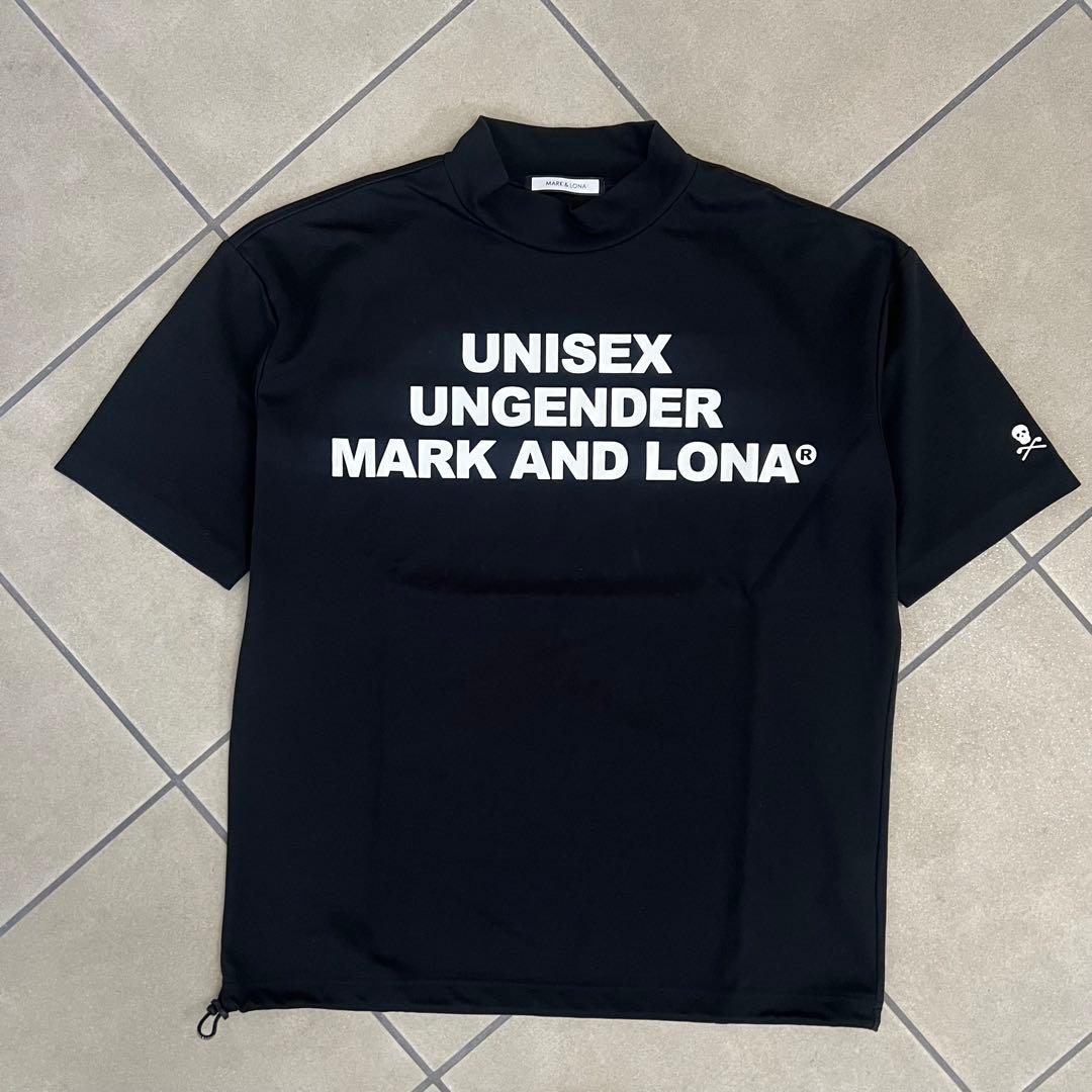 MARK&LONA マークアンドロナ　モックネック　半袖シャツ　メンズ　黒　ロゴ