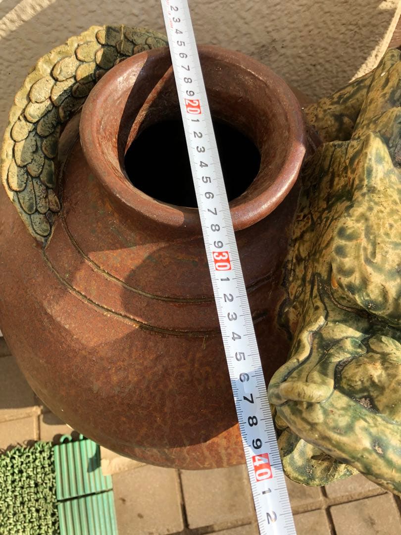 龍頭の壺　丹波焼き　18金