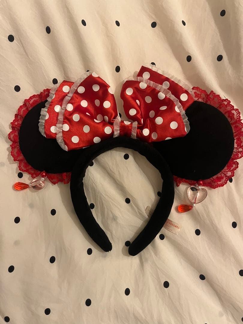ミニーちゃん 赤 カチューシャ 水玉 ディズニー