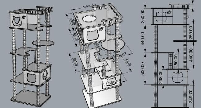 マット付 天空のキャットタワー 木製 宇宙船　展望台　多頭飼い 大型 168cm