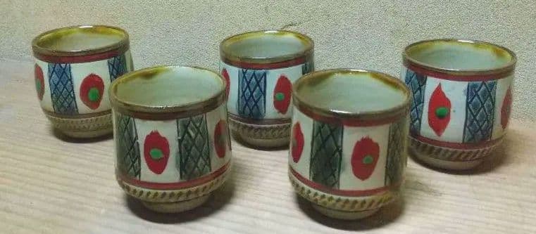 骨董　沖縄やちむん　湯呑5個　1970年代